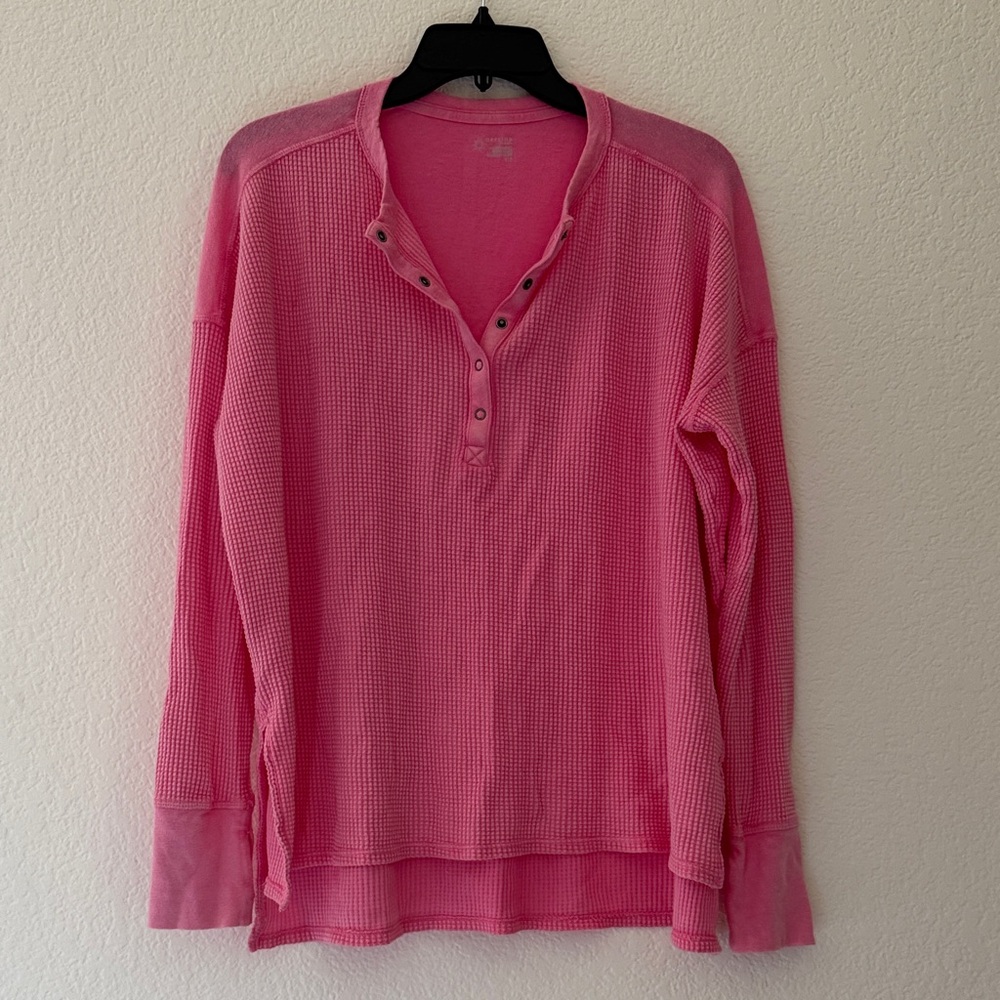 Aerie Vibrant Pink Long Sleeve Henley